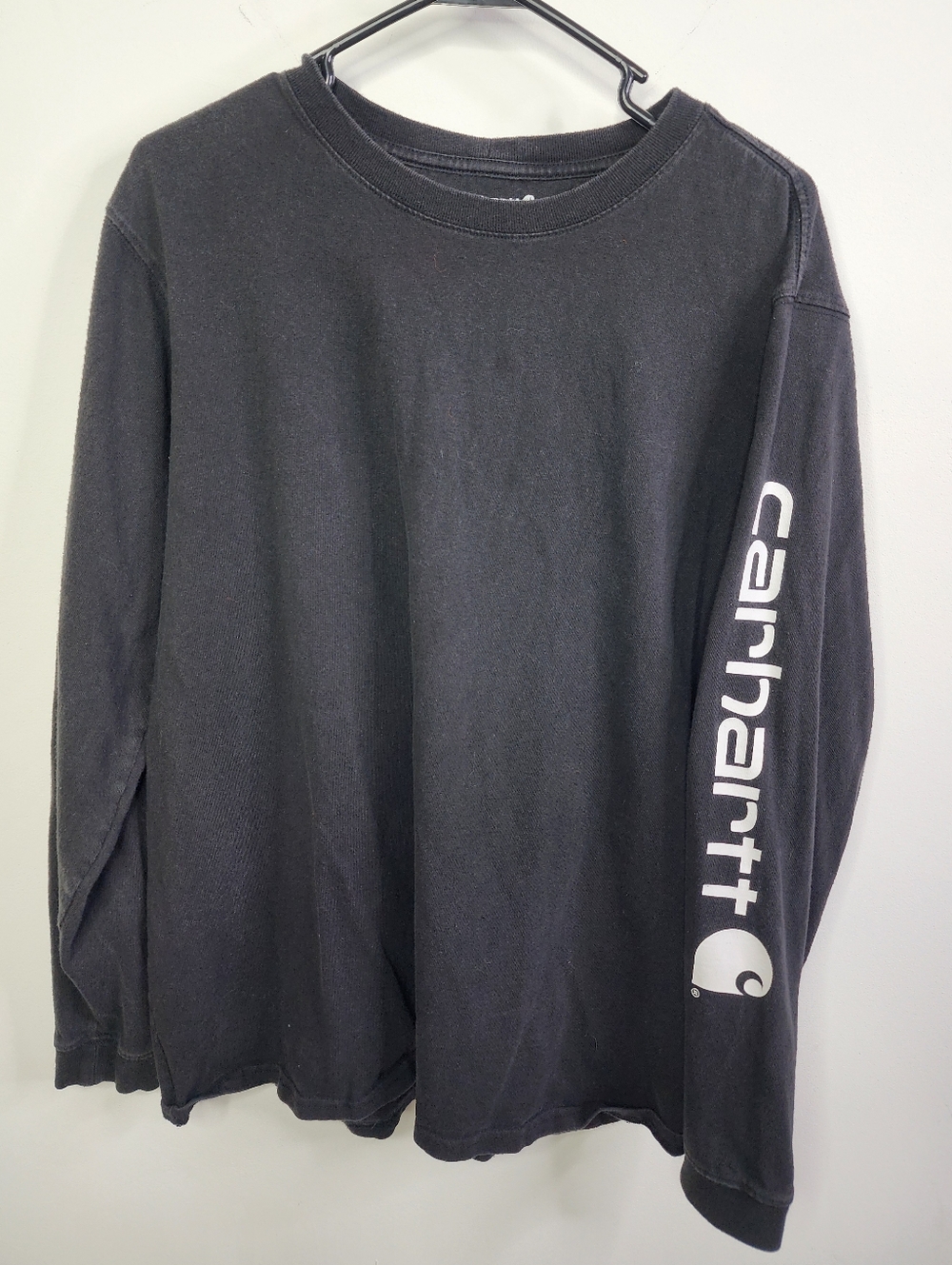 Carhartt Black Long Sleeve Sleeve Logo Tee, XL but wore as large